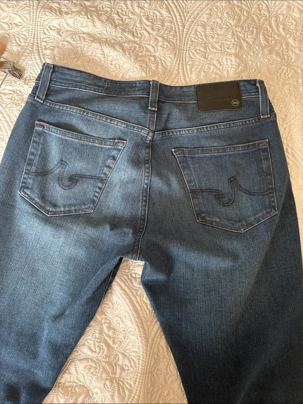 Ag Adriano Goldschmied Men's Straight Jeans in Dark Blue Denim